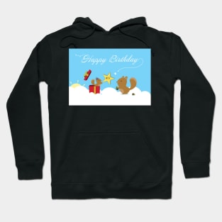 Happy Birthday Squirrels on the blue sky Hoodie